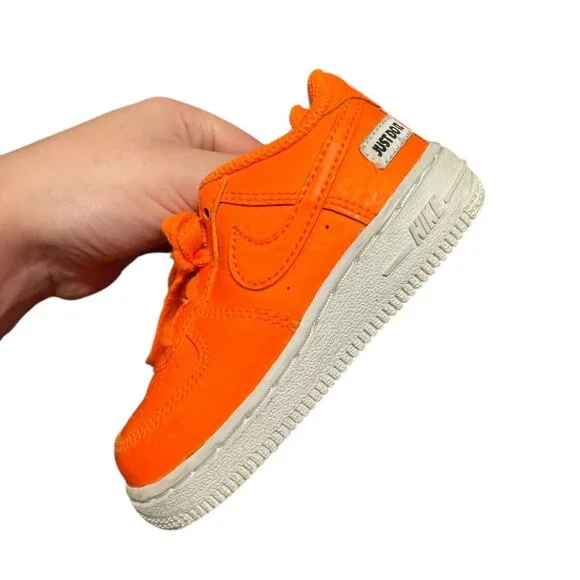 Nike Air Force 1 Neon Orange Sneakers Size 7C - Picture 4 of 10